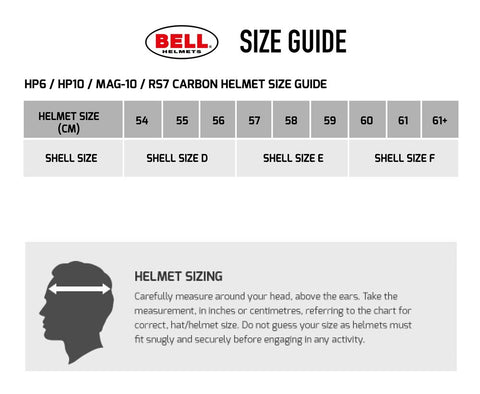 bell helmet conversion chart Bell Helmet RS7 Ultra Carbon – Racer Products