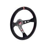 OMP Steering Wheel - Corsica Suede Red Stitch