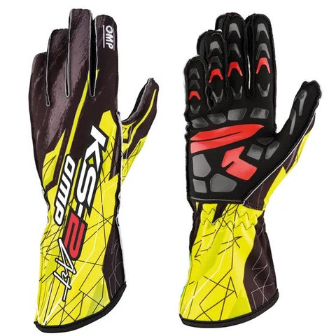 OMP Gloves KS2 Art Black/Fluro Yellow